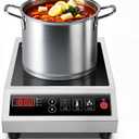 Induction Cooktop Commercial 1800W, Portable Countertop Burner with 8" Fast Heating Coil, 11 Temp/Power Levels, 24H Timer Stainless Steel Electric Stove for for RV Home Kitchen