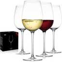 JBHO Hand Blown Italian Style Crystal White or Red Wine Glasses - Gift Packaging for Any Occasion - Lead-Free Premium Crystal Clear Glass - Set of 4-18 Ounce