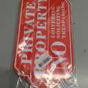 Private Property No Soliciting No Trespassing No Loitering Sign for House and Yard 14 x 7 Inches Signs with 28 Inches Long Stake Rust Free Aluminum Metal (Red/White, 14" x 7")