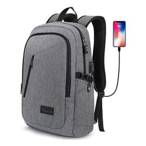 Mancro Laptop Backpack for Travel, Anti-theft Laptop Backpack for Men Business Backpack Work Daypack with USB Charging Port & Lock, Water Resistant Travel Computer Bag Daypack, Grey