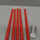 Stmarry Orange Flameless Taper Candles with Remote and Timer, 9.65 Inch Real Wax LED Candlesticks, Fall Taper Candles Battery Operated with 3D Flickering Flame, Thanksgiving Candles for Table, 5 Pack