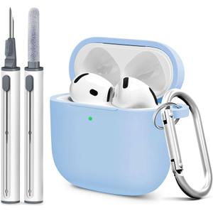 for Airpods 4th Case Cover, Soft Silicone Case with Cleaner Kit, Keychain, Full Protection for Men and Women, Compatible with AirPods 4th Generation (Lilac) (AirPods 4 Case, A2-Sky Blue)