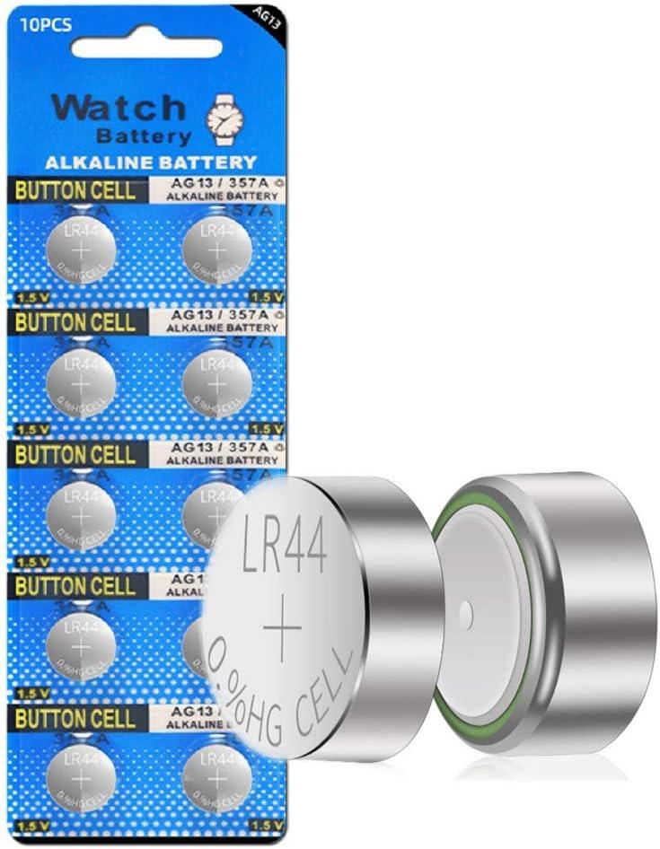 Cotchear 10pcs LR44 Batteries AG13 Button Cell Battery L1154 Battery 1.5V G13 357 303 SR44 LR1154 Button Coin Batteries