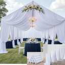 10 Panels 5x20ft White Ceiling Drapes for Weddings, Wrinkle Free Thick Polyester 20 ft Extra Long Ceiling Curtains Canopy Tent Draping Fabric Arch Drapery for Birthday Big Party Events Decor, 60"W x 240"L
