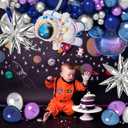 Amandir139pcs Space Balloon Garland Arch Kit Outer Space Birthday Decorations with Blue Purple Silver Galaxy Astronaut Foil Balloons for Boys Kids Themed Birthday Party Decoration Supplies