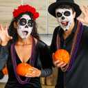 120 PCS Halloween Beads Necklaces, Black Purple Orange Beads Bulk, Halloween Party Accessories Parade Necklaces, Happy Trick Treat Mardi Gras Supplies Party Supplies Stuff