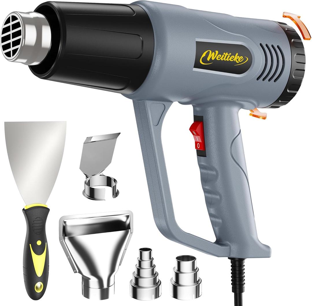 Heat Gun 212~1202 Dual-Lvel Temperature Control 4 Nozzles Overload Protection for Crafting, Shrink Tubing, Vinyl Wrap, Shrink Wrap,5Ft Power Cord (Shink Tube Kit(10Ft))