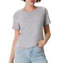 Hanes Women's Perfect-T Crewneck T-Shirt, Lightweight Cotton Short Sleeve Tee for Women, 
Light Steel, Large