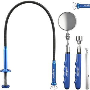 HORUSDY 4PCS Telescoping Magnetic Pick Up Tool Kit, Magnetic Sweepers Set with 360 Inspection Mirror, 2 Telescoping Magnetic Pickup Tools (525.6/6.929.5 in) & 24 in Flexible Claw Grabber