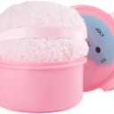 Extra Soft Powder Puff, 6" x 3" Large Body Powder Applicator, Dusting Powder Puffs with Loose Powder Container for Women (Pink)
