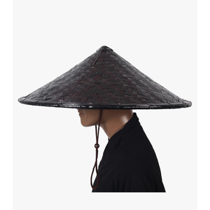 Black Handmade Bamboo Hat Samurai Hat Cosplay Hat (19" x 7"