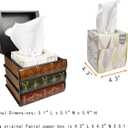Hand-Made Retro Wooden Antique Book Tissue Box Cover Square Tissue Holder Dispenser Paper Cover Case Napkin Holder Home Decor for Bathroom Living Room Office car Kitchen (Coffce)
