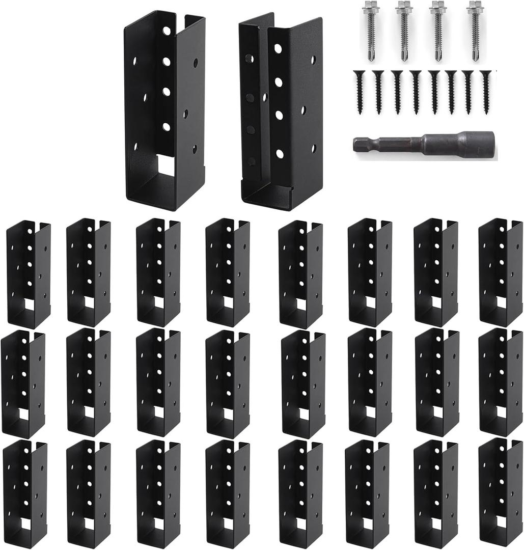 Concealed Joist Hangers, 24 Pcs of 2"x6" Outdoor Trim Concealed Flanges, Q235B Steel Powder Coated Concealed Mount Joist Hangers for 2"x6" Beam Swing
