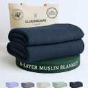 CLOUDSCAPE 8 Layer Muslin Blanket for Adults, 100% Cotton Gauze Layering Blanket King Size, 92"x108" Fits Upto Cal King Bed - Heavy Weight, Breathable, All Season Soft Bedding - Ensign Blue