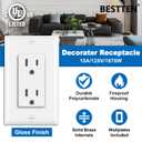 BESTTEN 20 Pack 15 Amp Decorator Wall Receptacle Outlet, Non-Tamper-Resistant, Wallplate Included, 15A/125V/1875W, UL Listed, White