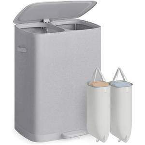 SONGMICS Laundry Hamper with Lid and Pedal, 160L Laundry Basket，2 Sections