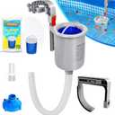 Above Ground Pool Skimmer with 10 PCS Skimmer Socks, Floating Pool Surface Skimmer Basket for Above Ground Pool, Compatible with Intex Inflatable Pools, Efficiently Removes Leaves Debris