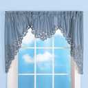 Collections Etc Elegant Cut Out and Embroidered Scroll Window Valance with Rod Pocket Top for Easy Hanging, Blue, 58" X 36"