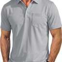 MAGCOMSEN Polo Shirts for Men Short Sleeve Collared Golf Shirt with Pocket Moisture Wicking Quick Dry Performance Polos (Gray), Size: Medium