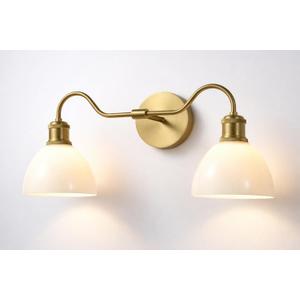 2 Light Milk Glass Bathroom Vanity Light in Brushed Gold Finish - Brushed Gold Vanity Light for bathrooms (Bulb Included)