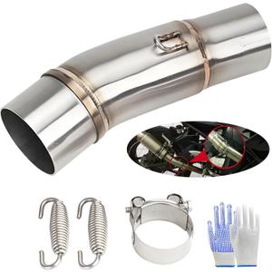 Motorcycle Exhaust Mid Pipe - Motorcycle Muffler Mid Pipe - motorcycle exhaust mid link pipe, with 1pcs Clamp and 2pcs Springs