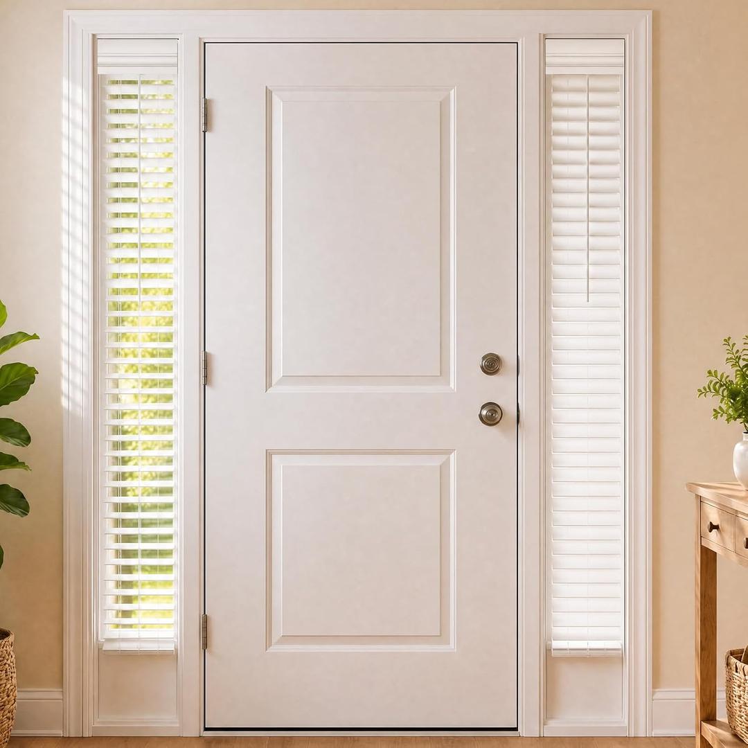 DoubleFill 2 Pack 8.5'' x 72'' Cordless Sidelight Blinds, Faux Wood Blinds