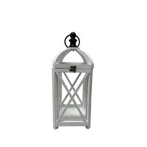 HD Designs Small Metal & Wood Lantern - White