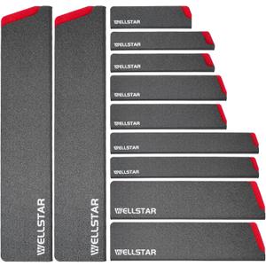 WELLSTAR Knife Edge Guards Set, 11 Piece Universal Blade Covers, BPA Free ABS Protective Blade Sheaths, Non-Scratch Felt Lining Kitchen Knives Covers (Knives not included)