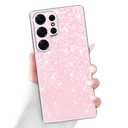 Newseego for Samsung Galaxy S25 Ultra 5G Case, Luxury Bling Rhombus Pattern Plating Case for Women Girls Men Anti-Scratch Soft TPU Frame Hard PC Back Bumper Cover for Samsung Galaxy S25 Ultra-Pink