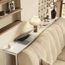 SUPERJARE Console Table with Outlet, 63 Inch Sofa Table with Charging Station, Narrow Entryway Table, Skinny Hallway Table, Behind Couch Table, for Living Room, Plants, White, 7.9"D x 63"W x 31.5"H
