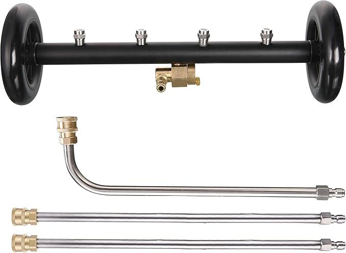 Tool Daily DualFunction Undercarriage Cleaner,Surface Cleaner for Pressure Washer, 16 Inch, Underbody Car Wash Water Broom with 3 Pieces Extension Wand, 4000 PSI