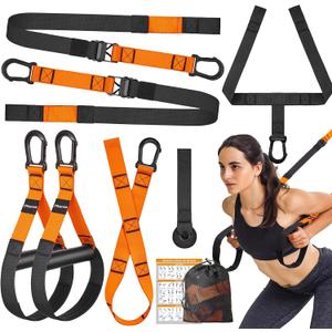 Home Resistance Training Kit, Suspension Trainer Straps with Adjustable Extension, Door Anchor, and Carry Bag – Strength Training Equipment for Full Body Bodyweight Workouts at Home or Outdoors, One Size