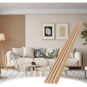 WPC Wood Slat Wall Panels, 8 Pack 95 x 6 Accent Slat Wood Slats for Wall and Ceilings, Acoustic Panels for Interior Wall Modern Dcor, Oak