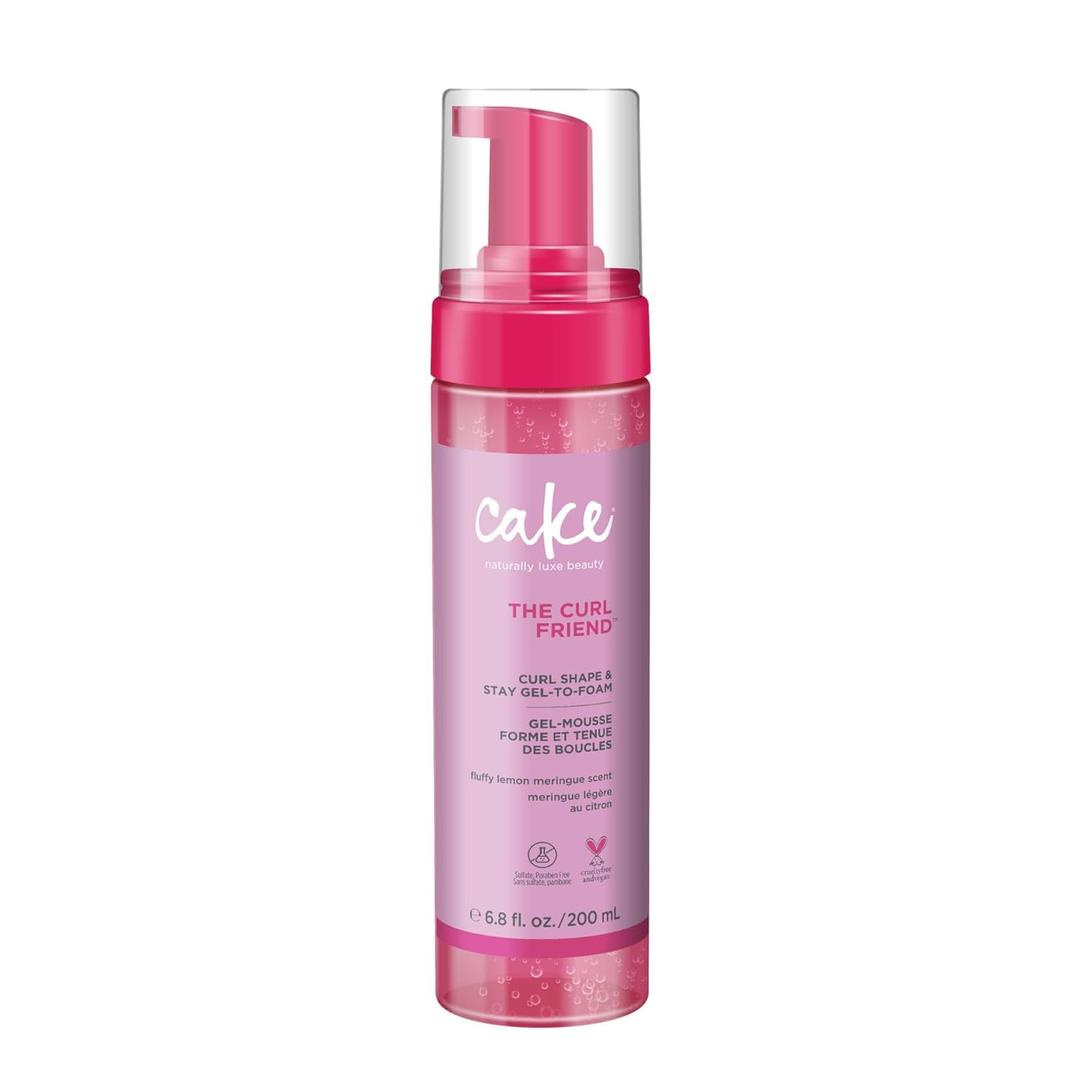Cake Beauty Gel-to-Foam Styler, The Curl Friend  Volumizing & High Hold Gel to Foam - Flake Free Frizz Control - Infused with Coconut Oil & Shea Butter - For Curly Hair- 6.8 fl oz./ 200 mL