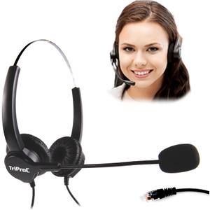 TriPro Binaural 4 Pin RJ9 Telephone Headset for Landline Phones