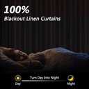 Cream Linen Blackout Curtains 84 Inch Length 2 Panels Set for Living Room Bedroom Back Tab Thermal Insulated 100% Black Out Linen Drapes Room Darkening Window Curtains 84 Inches Long Ivory Natural