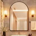 Black Metal Frame Bathroom Arch Mirror for Over Sink, 24x36 Inch Rounded Arched Tempered Mirror, Wall Vanity Mirror for Farmhouse, Modern Luxe Mirror for Bedroom, Living Room, Entryway