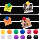 Metal Magnetic Strips with Adhesive Backing Memo Strip Black Magnet Bulletin Board with 12 Colorful Magnet for Wall Kitchen Office (4 Pcs, 2 x 12 Inch)