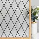 VELIMAX Frosted Black Lattice Window Film Static Cling Window Privacy Films Decorative Glass Vinyl Film for Windows Removable Sun Blocking Anti-UV 23.6x118 inches