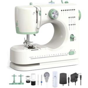 Upgraded Beginner Sewing Machine Portable Sewing Machine with 16 Stitch Modes, Dual Needle & Adjustable Speed Lightweight Design, Foot Pedal Ideal for Adults, Home DIY & Crafts (16 Stitch)