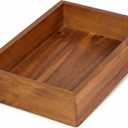 Demigo Acacia Wood Desk Organizer Tray - 9.5x6.7x2 Inch Letter & Stationery Holder for Office, Entryway, Desktop - Natural Wood Catchall for Pens, Mail, Keys