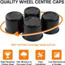 4Pcs 3.31 inch Wheel Center Caps Fit 3.31" Center Bore Truck Trailer RV SUV Wheels Rims, Carbon Steel Matt Black Push Through Hub Covers
