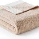 Snuggle Sac Super Soft & Reversible Heather Beige Throw - Oversized Cozy Knit Blanket for Bed, Sofa, Living Room, Twin Size (60x80 Inches)