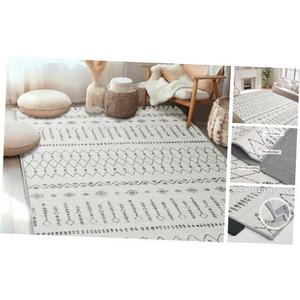 Moroccan Area Rug Living Room Starry Sand 8x10' (Rectangular) Sandy Grey