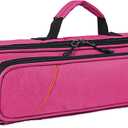Vilihkc 17 Hole Flute Case Oxford Cloth Carrying Case Bag Flute Accessories,Waterproof Wear Resistant Flute Carrying Bag with Adjustable Shoulder Strap (17 "X4 "X2.4") (Rose Red)