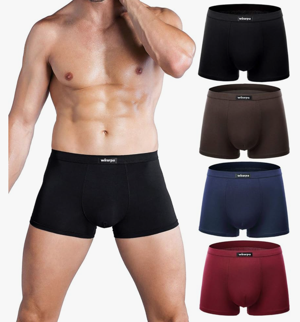 wirarpa Men's Breathable Modal Microfiber Trunks Underwear Covered Band Multipack Medium 4 count