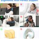 Jiaao Neck Pillow Airplane, 2025 Upgraded Memory Foam Travel Pillow for International Flights, Adjustable Clasp, Storage Bag, Advanced Neck Support for Road Trips, Home, Office, and Gaming