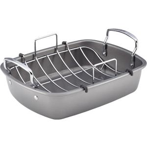 Circulon Total Bakeware Nonstick Roaster, Roasting Pan with Rack, 17-Inch x 13-Inch, Gray