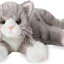 Bearington Socks Stuffed Cat Plush - 15" Realistic Grey Tabby Cat Plush Toy with Soft Fur and Lifelike Details - Stuffed Kitty - Adorable Cuddly Kitten Plushie Gift for Kids and Toddlers