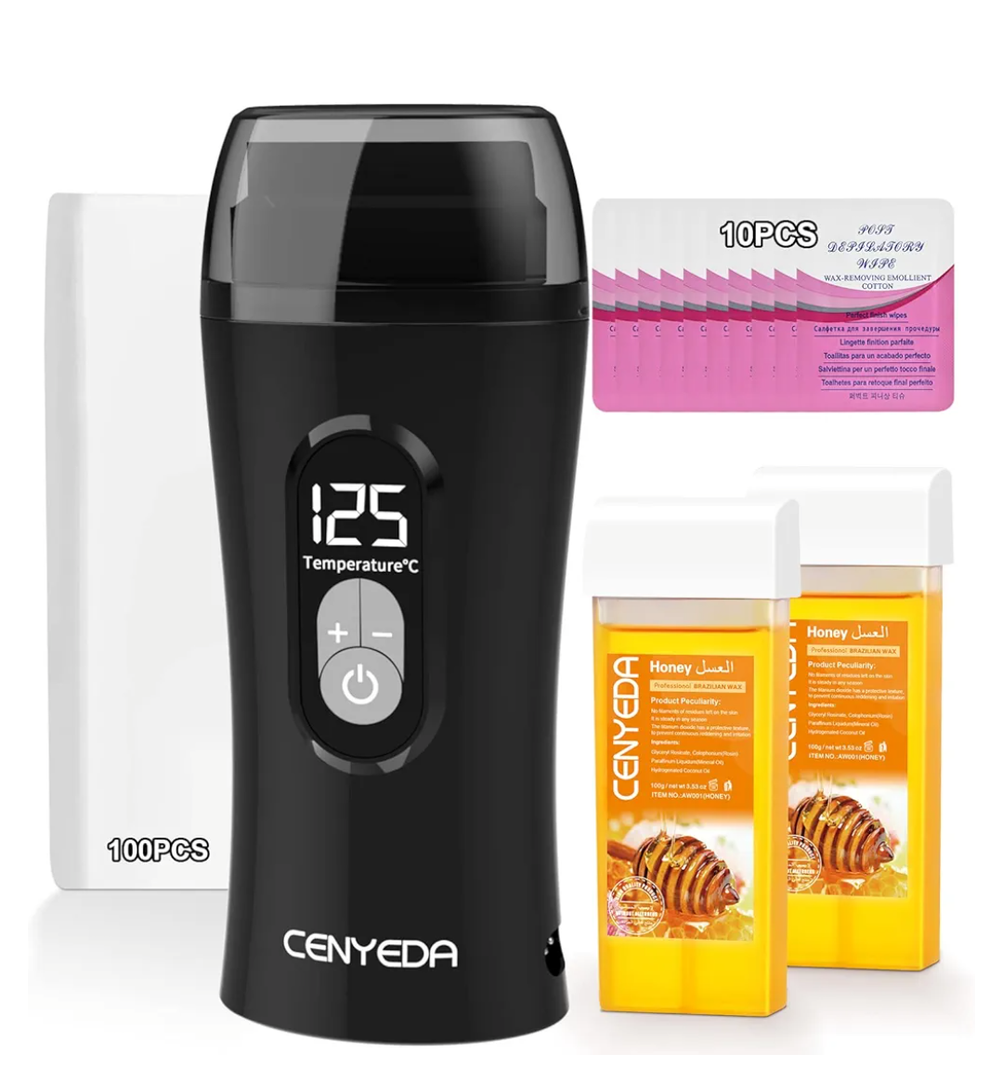 Digital Honey Wax Kit for Women's Hair Removal  Roll On Warmer with 2 Cartridges and 100 Wax Strips